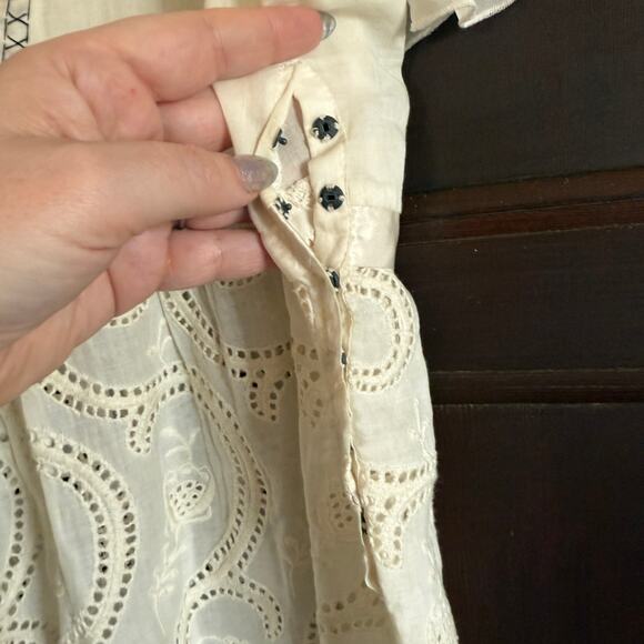 MINT by JODI ARNOLD | Embroidered Cotton Silk Eyelet Babydoll Split Neck Tee | 2 - Picture 6 of 11